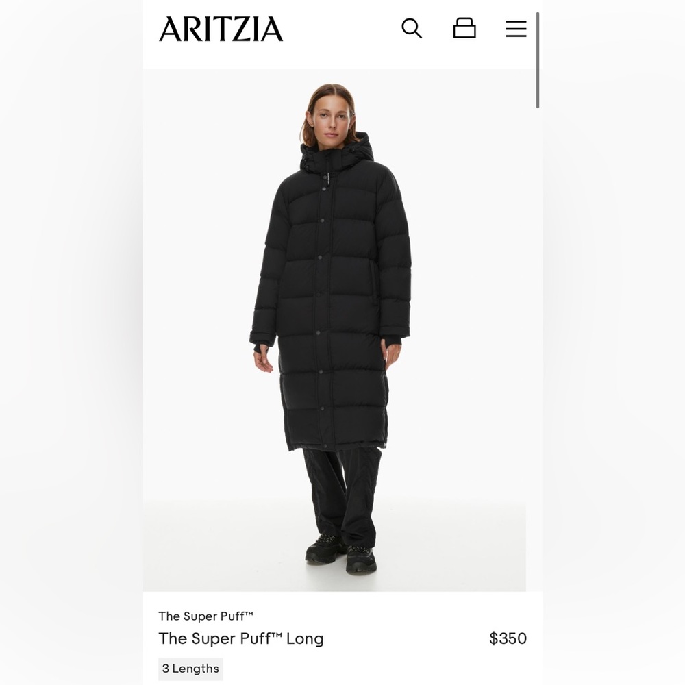 Aritzia Long Super Puff in Black